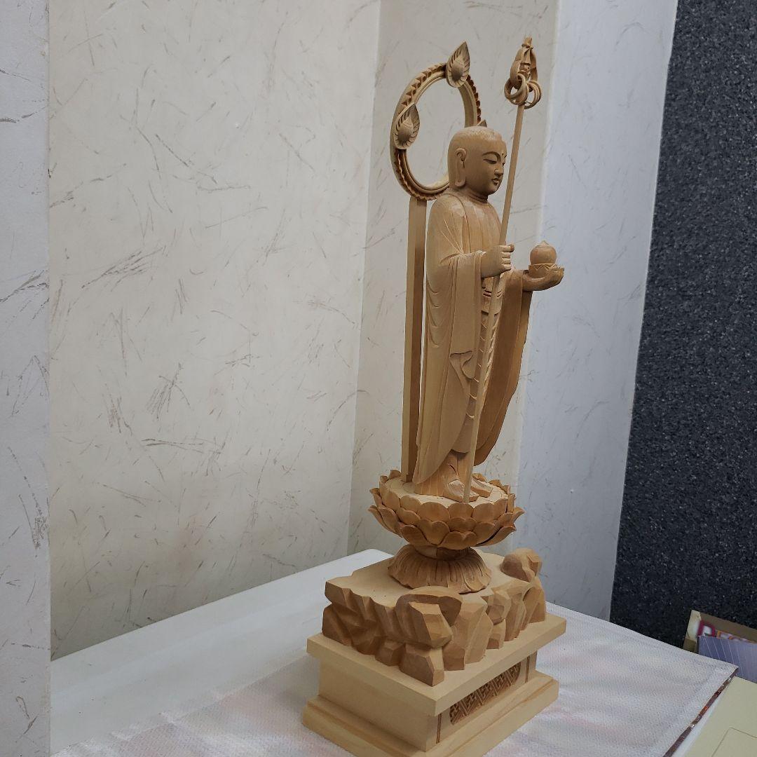 蔵出し特価◆ヒバ材 地蔵菩薩立像8寸立◆お地蔵さん 高さ：約50cm