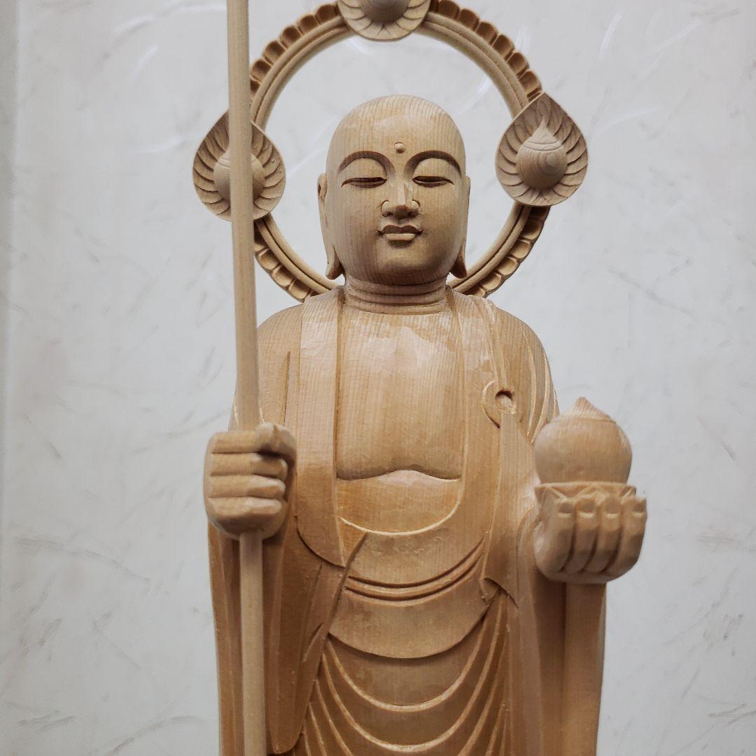 蔵出し特価◆ヒバ材 地蔵菩薩立像8寸立◆お地蔵さん 高さ：約50cm