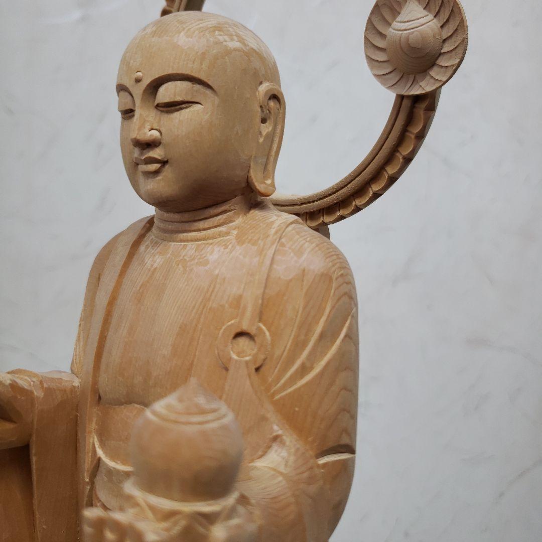 蔵出し特価◆ヒバ材 地蔵菩薩立像8寸立◆お地蔵さん 高さ：約50cm