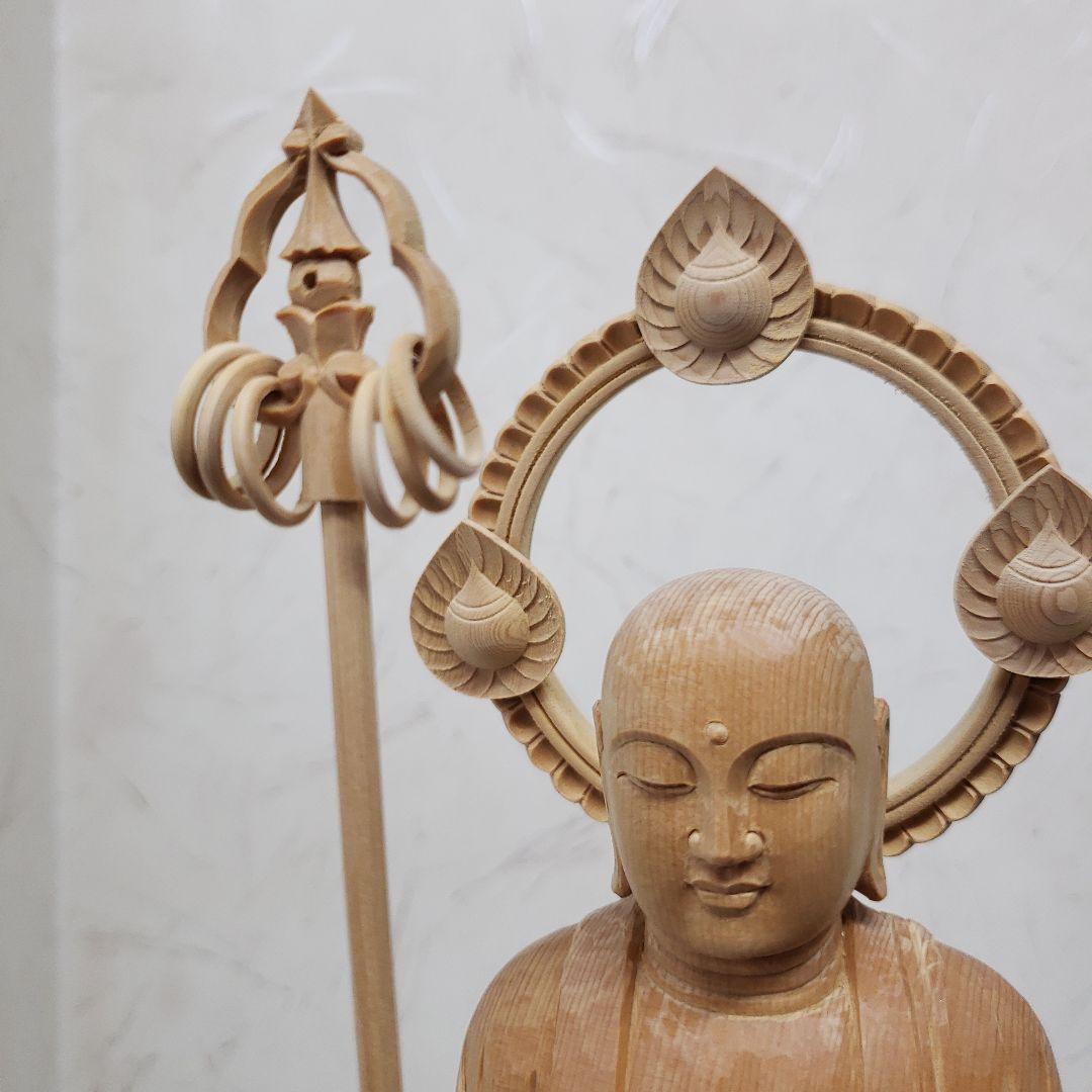 蔵出し特価◆ヒバ材 地蔵菩薩立像8寸立◆お地蔵さん 高さ：約50cm