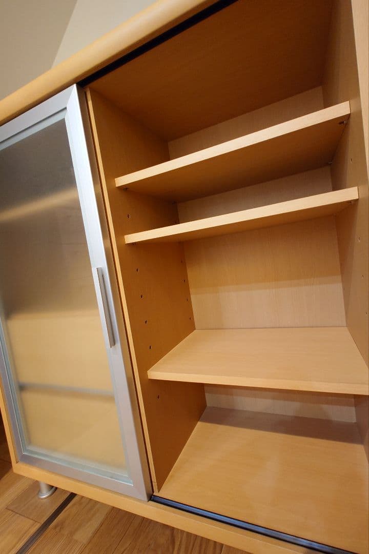 食器棚 引き出し2つ スライドガラス扉付き