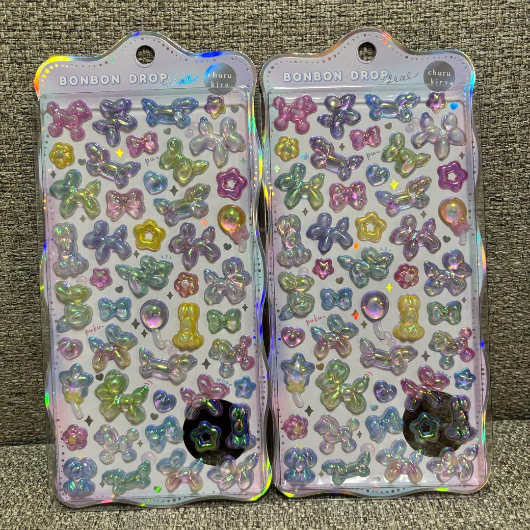 最安✨【正規品】ボンボンドロップシールほうせきわんわんばるーん　ちゅるきら6枚