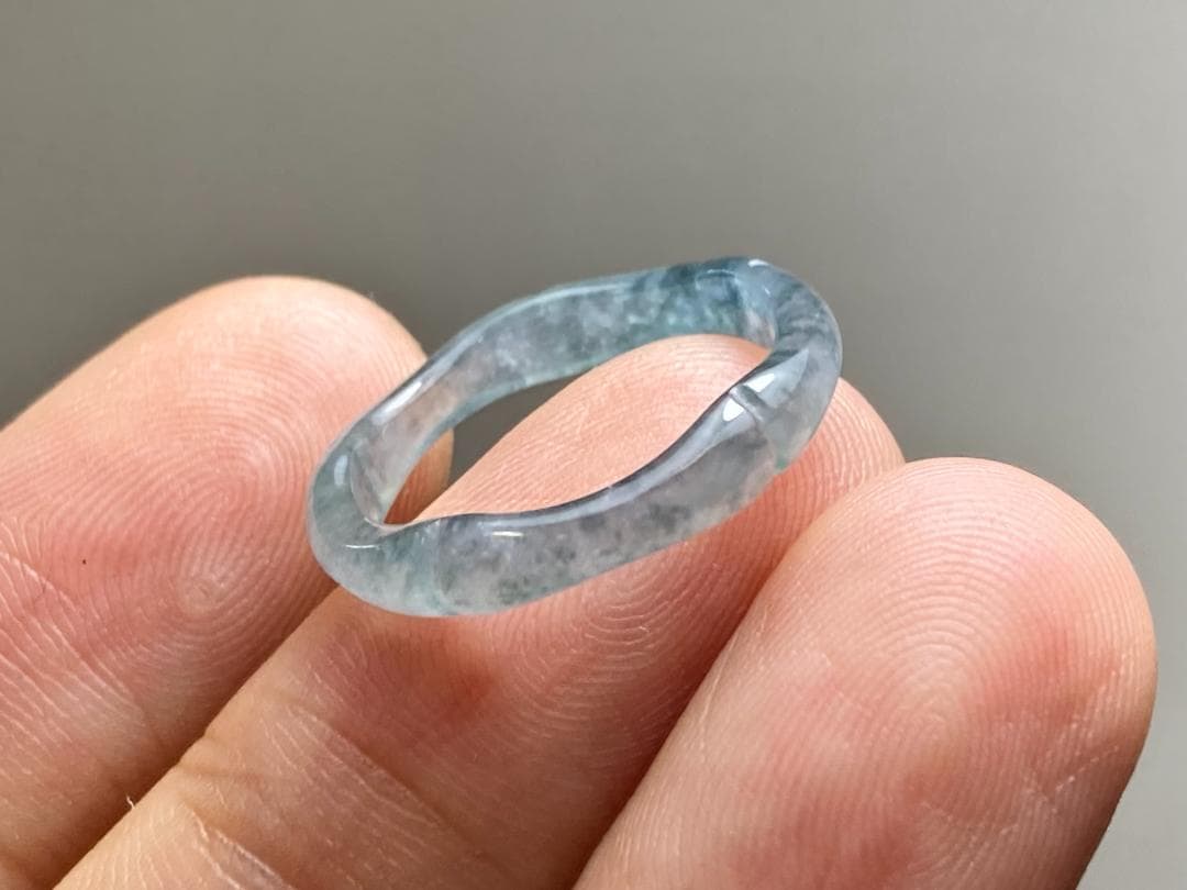 L13-50ピンキーリング高氷種竹節リング9.0号グアテマラ産A貨本翡翠くりぬき