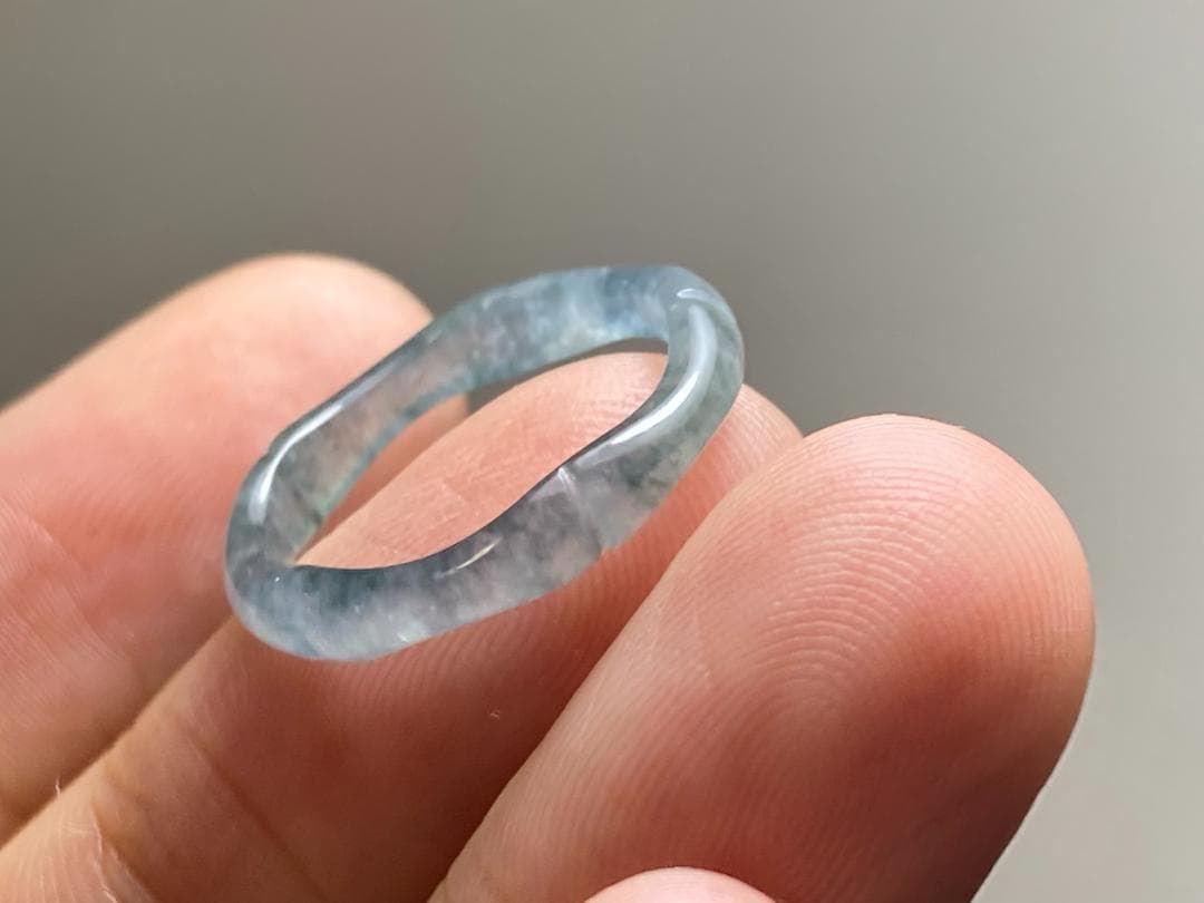 L13-50ピンキーリング高氷種竹節リング9.0号グアテマラ産A貨本翡翠くりぬき