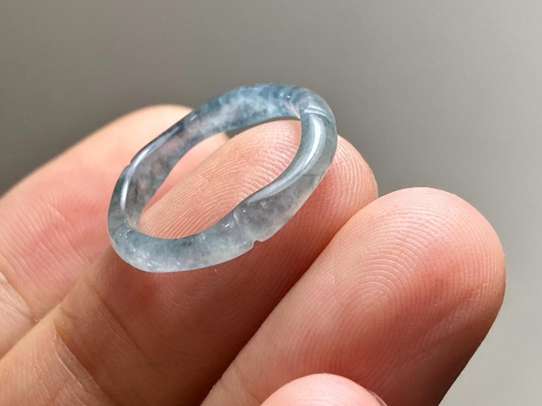 L13-50ピンキーリング高氷種竹節リング9.0号グアテマラ産A貨本翡翠くりぬき