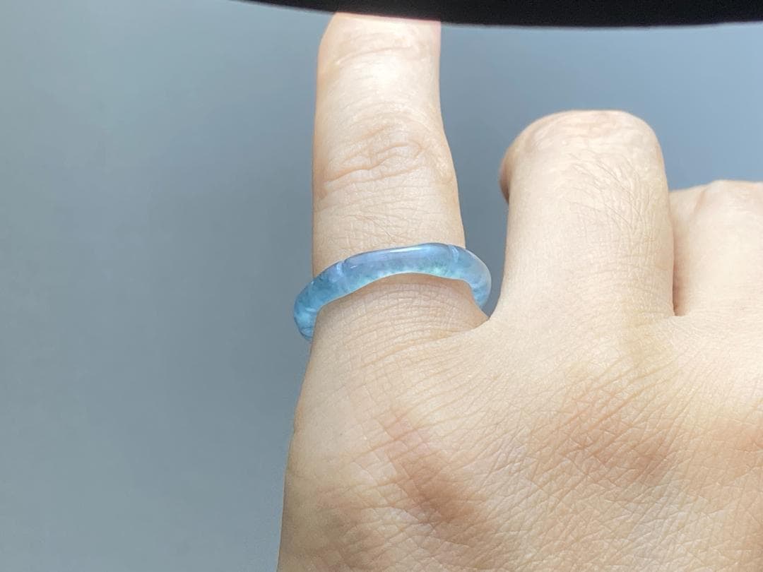 L13-50ピンキーリング高氷種竹節リング9.0号グアテマラ産A貨本翡翠くりぬき