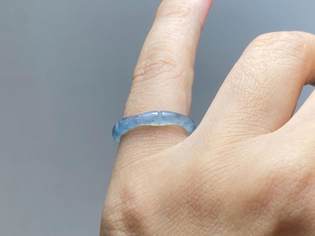 L13-50ピンキーリング高氷種竹節リング9.0号グアテマラ産A貨本翡翠くりぬき