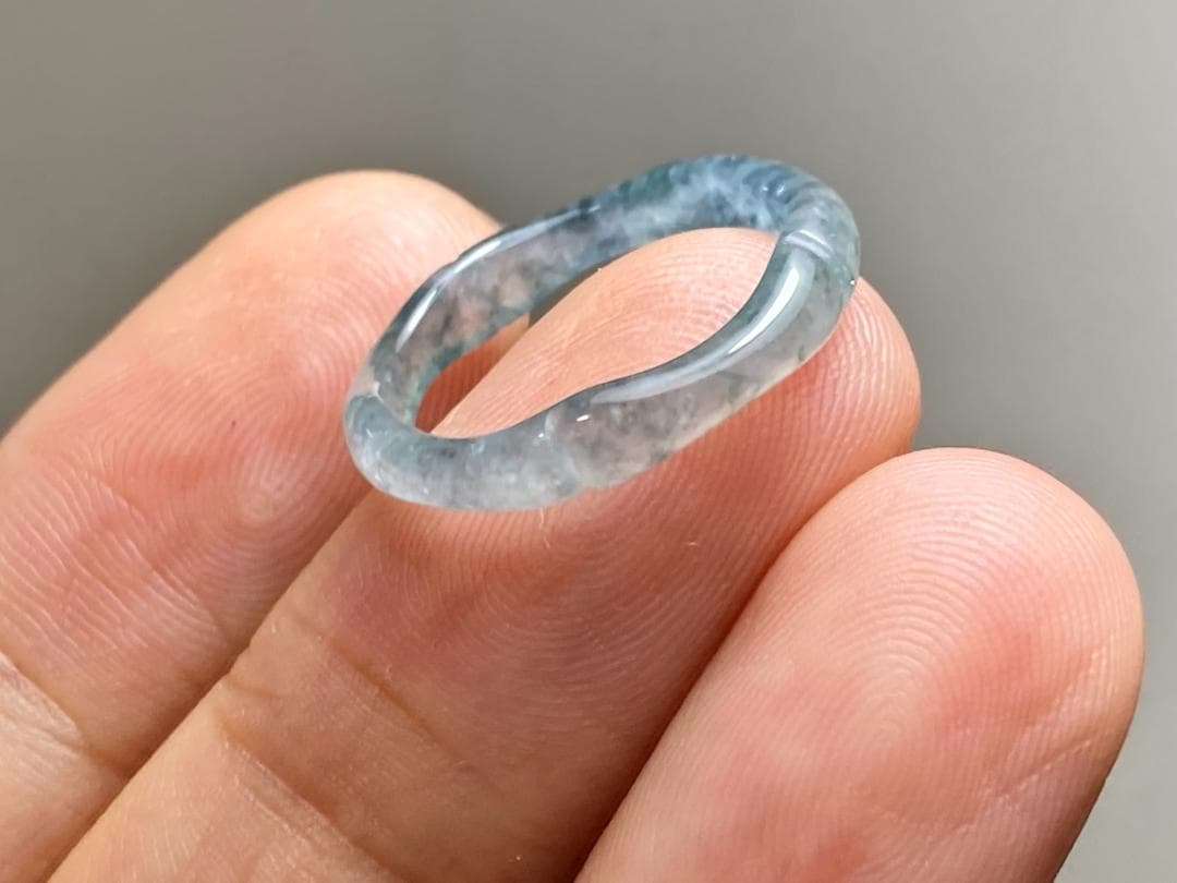 L13-50ピンキーリング高氷種竹節リング9.0号グアテマラ産A貨本翡翠くりぬき