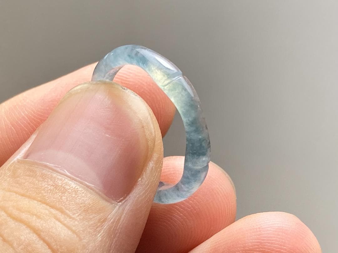 L13-50ピンキーリング高氷種竹節リング9.0号グアテマラ産A貨本翡翠くりぬき