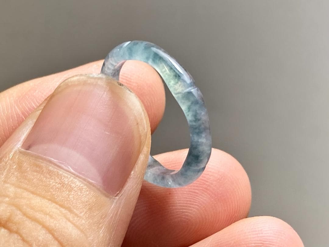 L13-50ピンキーリング高氷種竹節リング9.0号グアテマラ産A貨本翡翠くりぬき