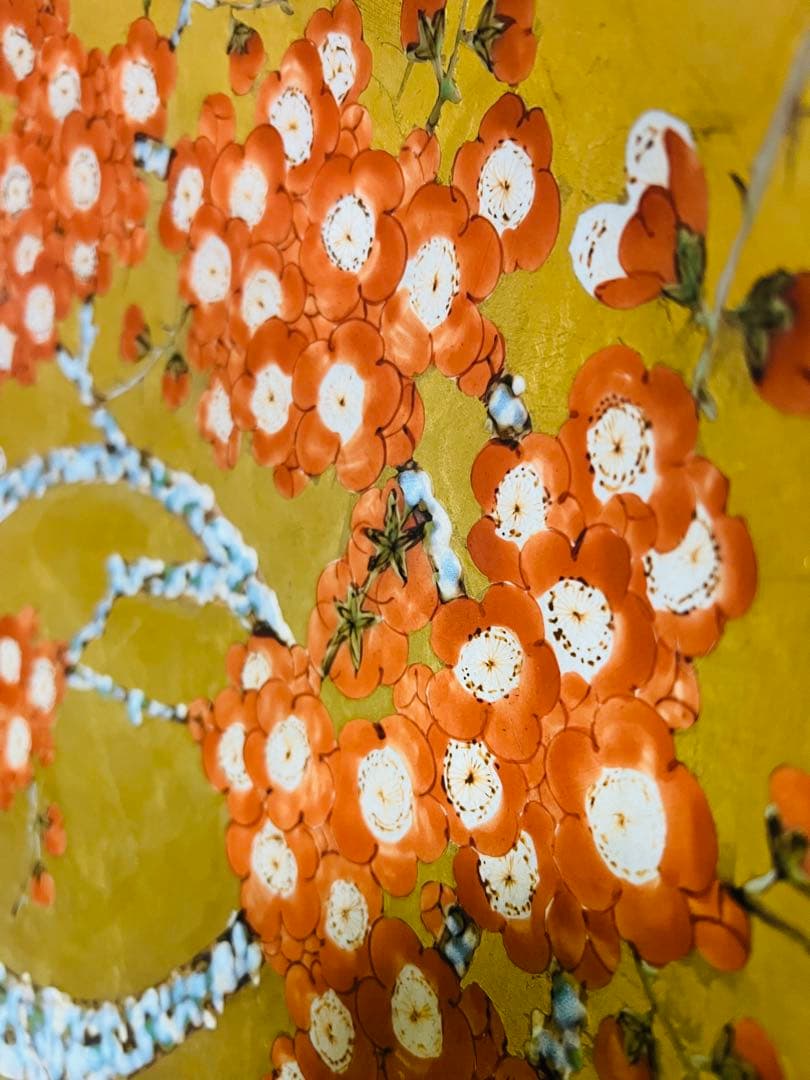 有田焼 琥山窯 小野琥山作 梅紋金箔押 飾皿 大皿 直径約45cm 工芸品