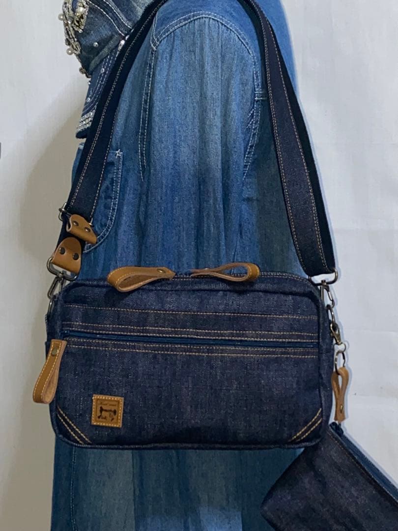 ☆ハンドメイド☆岡山デニム☆☆横長ショルダーバッグ