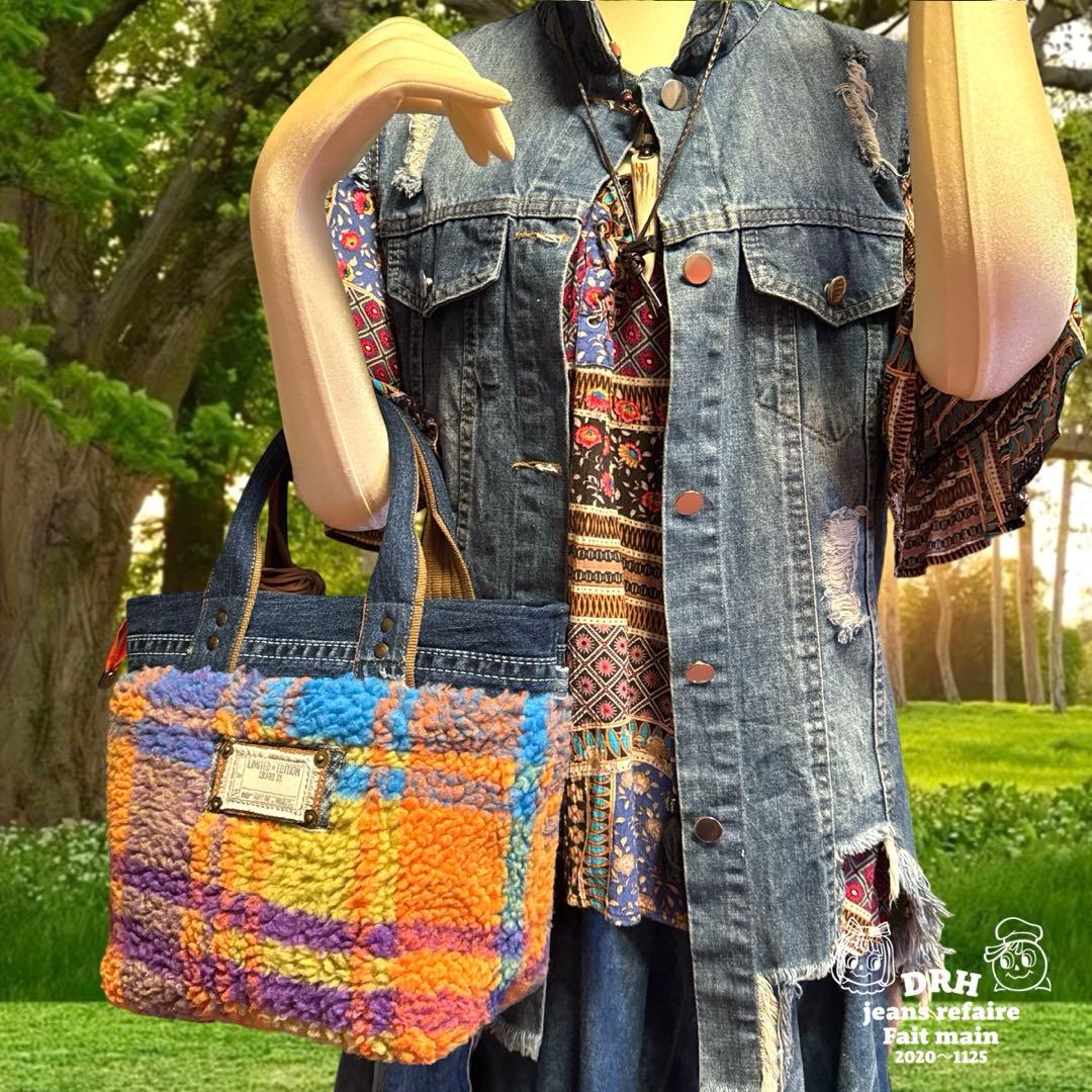 デニムリメイク ハンドメイドあおりバッグ
