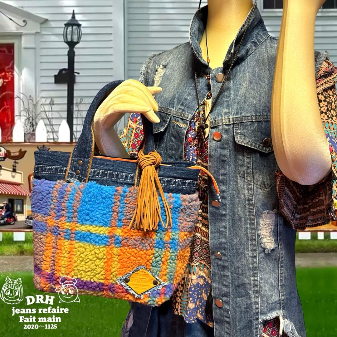 デニムリメイク ハンドメイドあおりバッグ