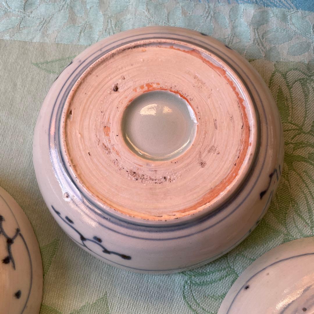 江戸中期　染付　向日葵　膾皿　5客