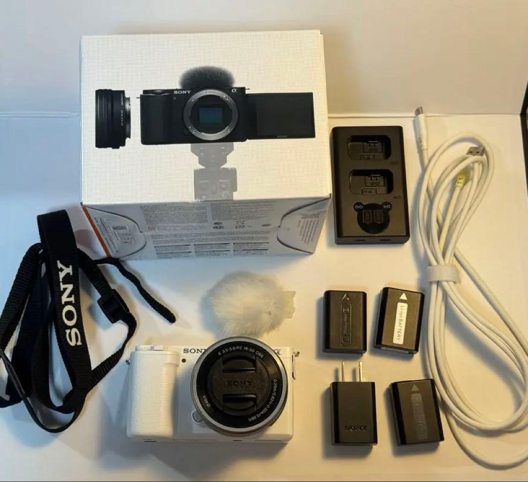 SONY ZV-E10L パワーズームレンズキット ホワイト バッテリー付 美品