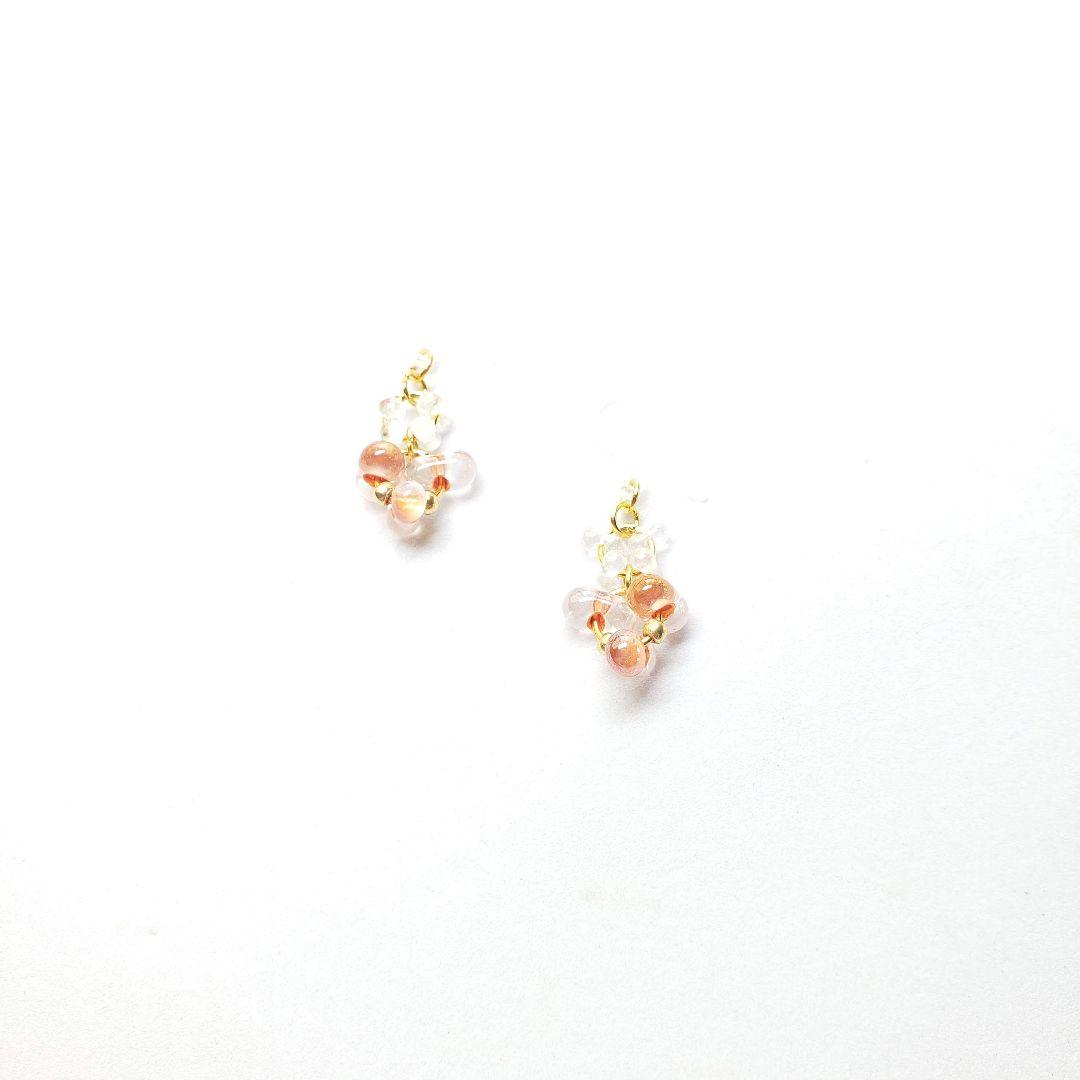 No.1501-G　チェコビーズ☆ピアス・イヤリング(クリスタルオレンジ)