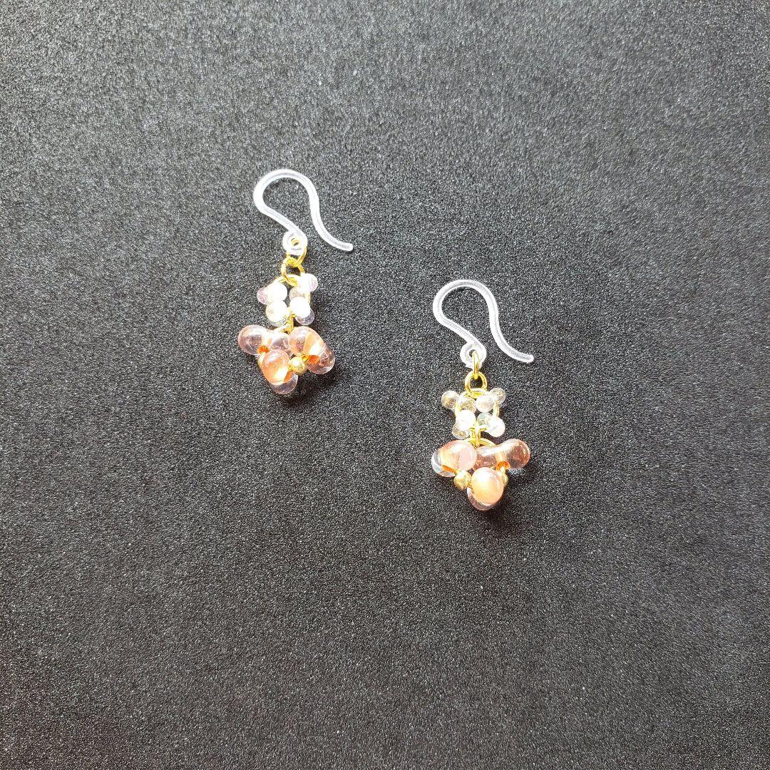 No.1501-G　チェコビーズ☆ピアス・イヤリング(クリスタルオレンジ)