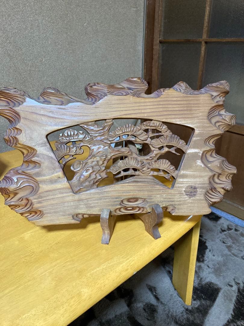 木製の松の飾り　アンティーク品