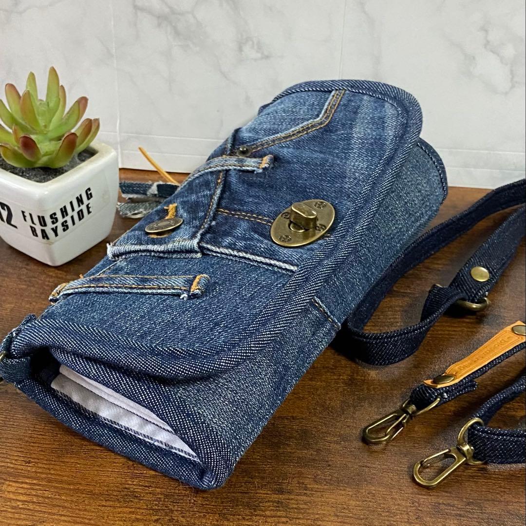 デニムリメイク【お財布 スマホショルダーバッグ】長財布 ハンドメイド