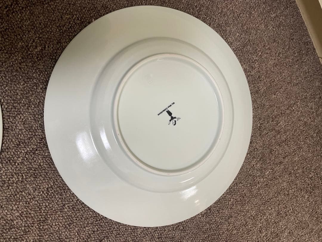 李朝白磁渕錆九寸皿　直径27.5cm2枚セットWu Wen Collection