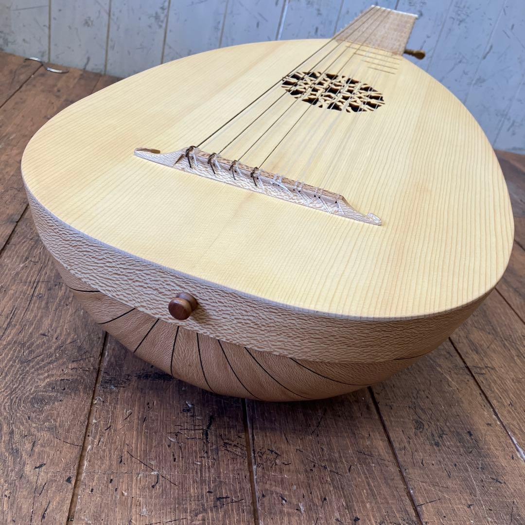 レトロ ルネサンス リュート 木製 楽器 弦楽器 古楽器 8コース 15弦