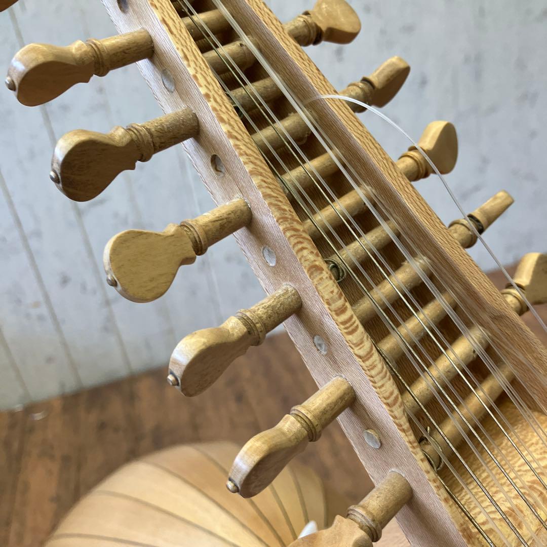 レトロ ルネサンス リュート 木製 楽器 弦楽器 古楽器 8コース 15弦