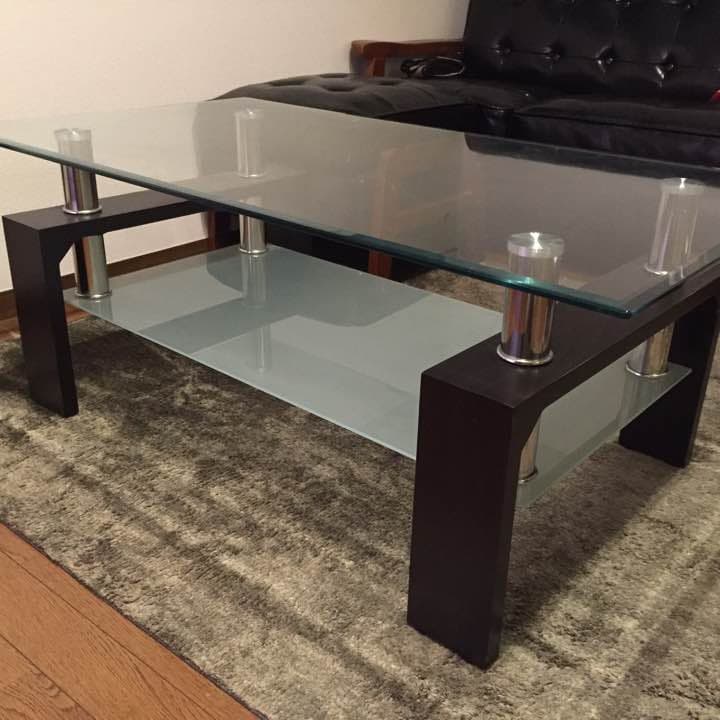 500円値引き！☆送料込み☆シックでオシャレなガラステーブル（ブラック）