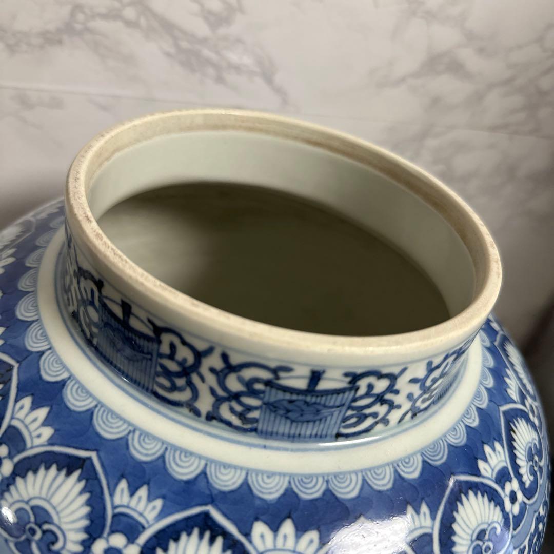 沈香壺、藍柿右衛門、染め付け、牡丹鳳凰図、