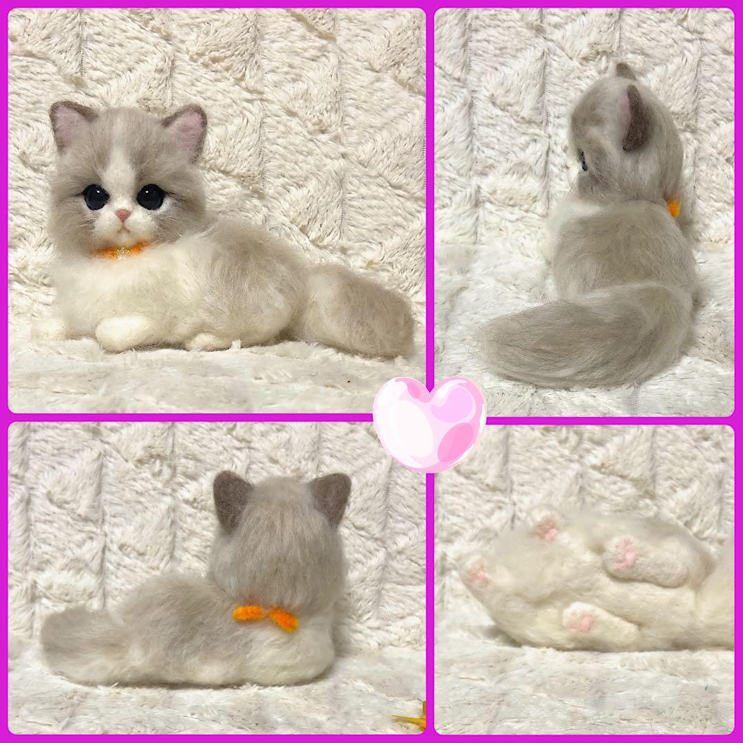 羊毛フェルト。猫。オーダーNo.35