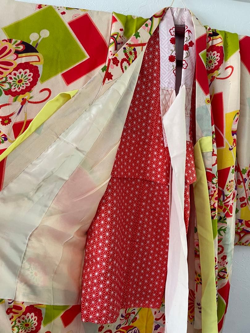 七五三　5歳、6歳　アンティークお着物セット　ハンドメイド　作り帯