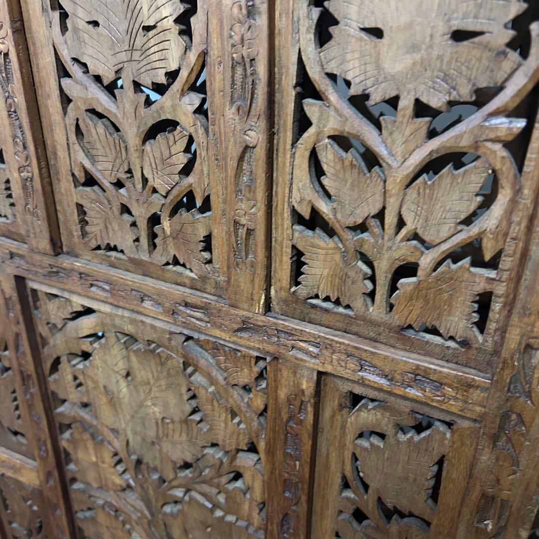 ジャーリ インド 木製 透かし彫刻 アンティーク ヴィンテージ パーテーション