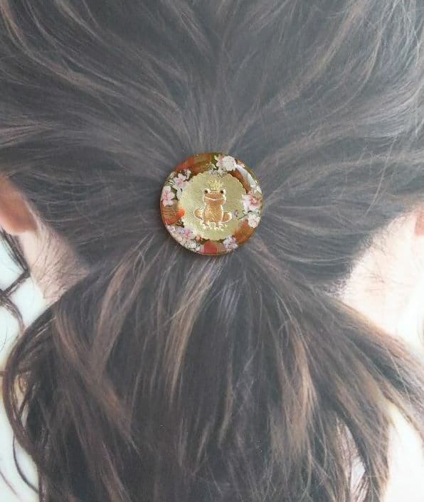 オレンジ系 カエルの王様ラウンドレジンヘアゴム