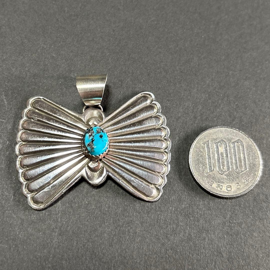 navajo インディアンジュエリー　バタフライ　ターコイズ　ペンダント　ナバホ