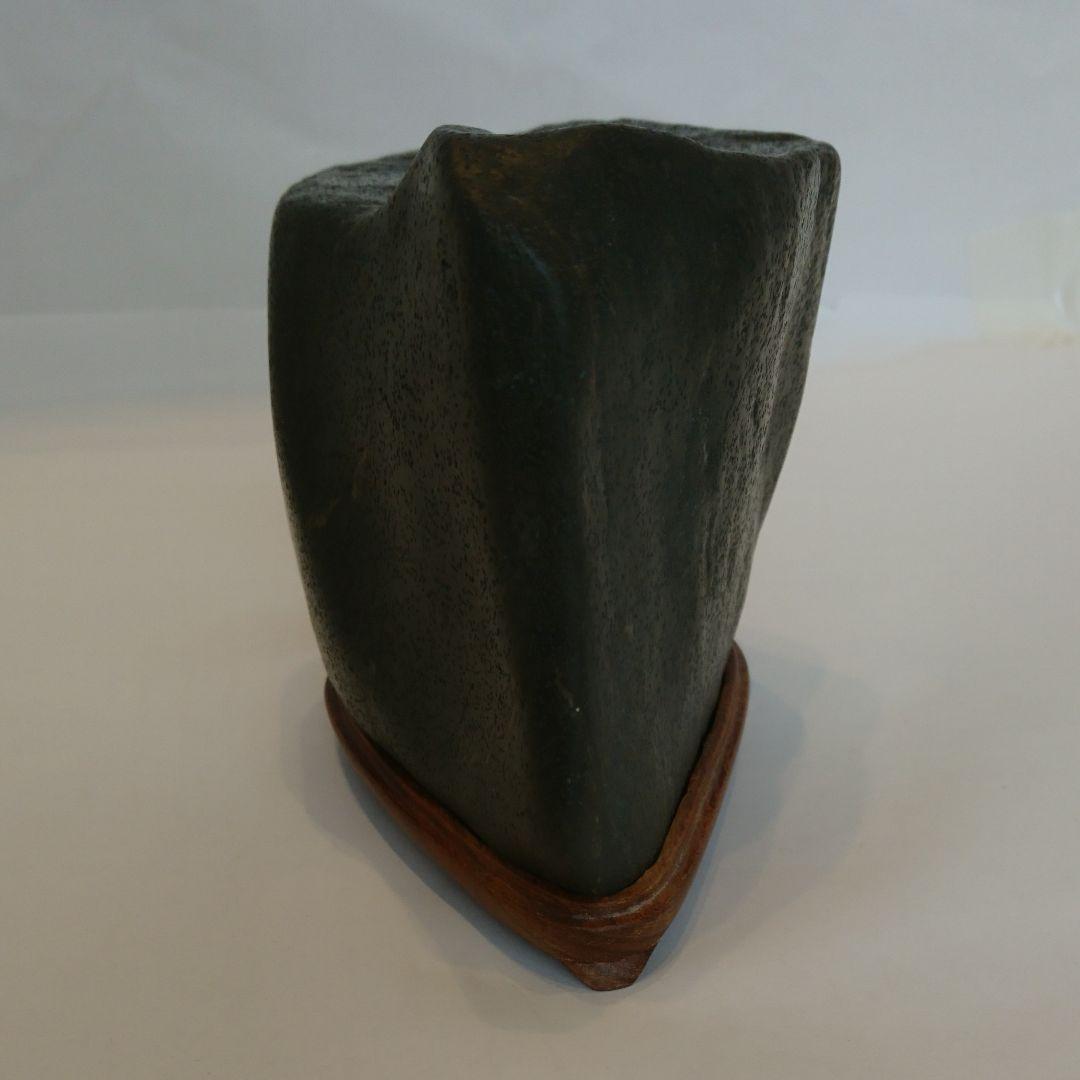 鑑賞石　盆石　梨地真黒