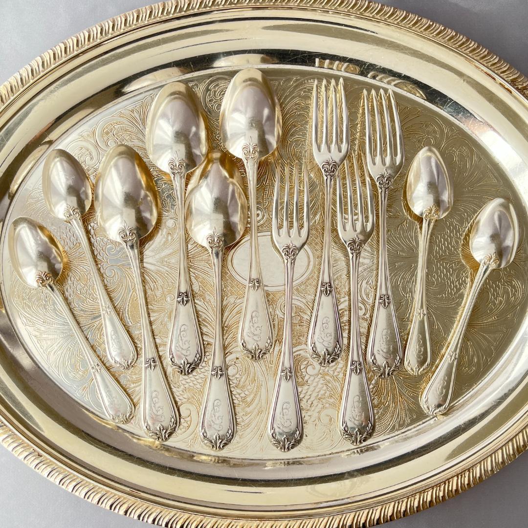 【仏蘭西】 デザートセット 12本【シルバープレート】Louis XV