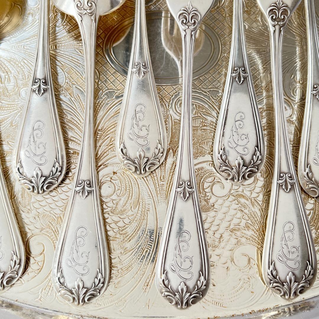 【仏蘭西】 デザートセット 12本【シルバープレート】Louis XV