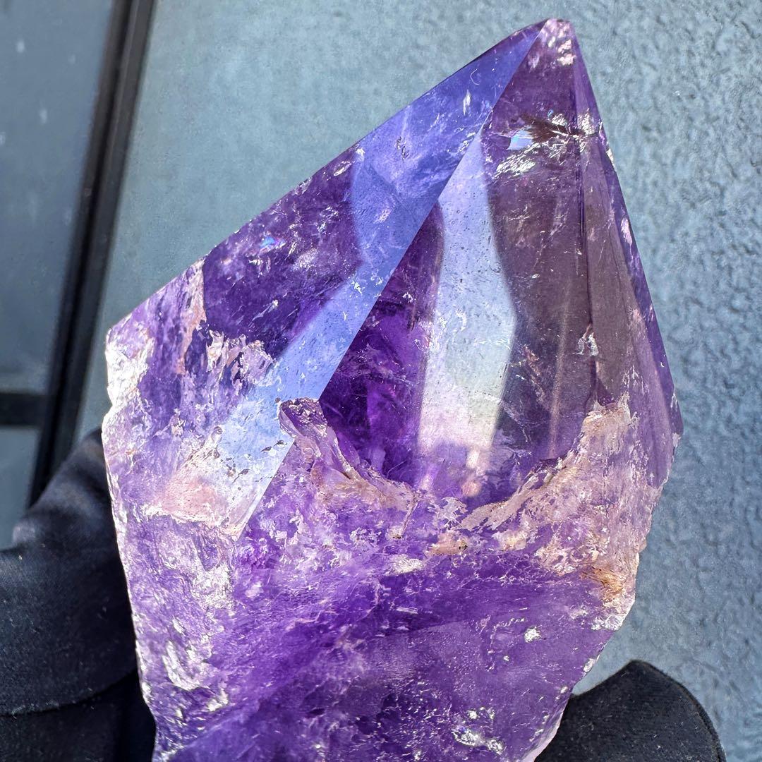 絶品☆極上の逸品❗️レインボー☆ボリビア産アメジストポイント パワー原石A1596