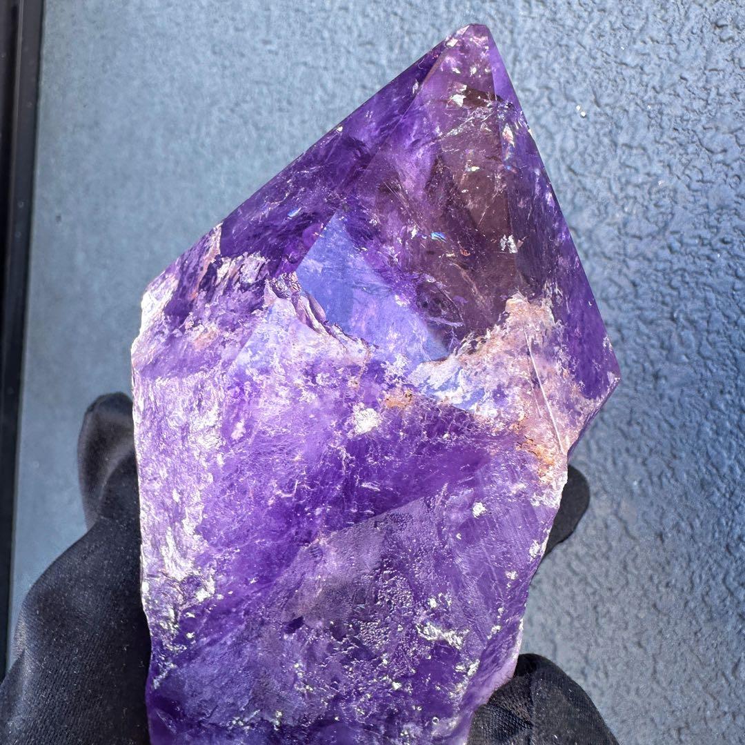 絶品☆極上の逸品❗️レインボー☆ボリビア産アメジストポイント パワー原石A1596