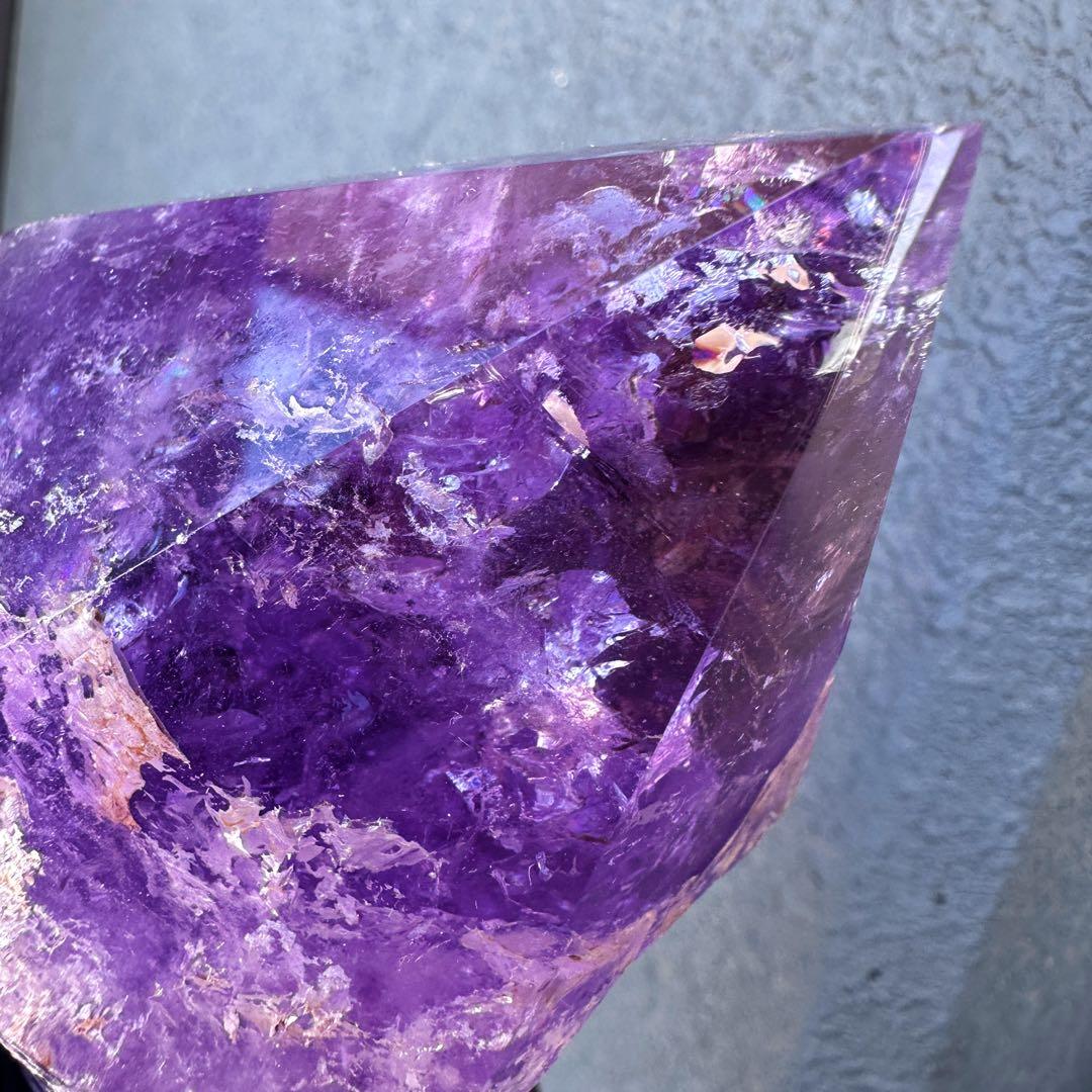 絶品☆極上の逸品❗️レインボー☆ボリビア産アメジストポイント パワー原石A1596