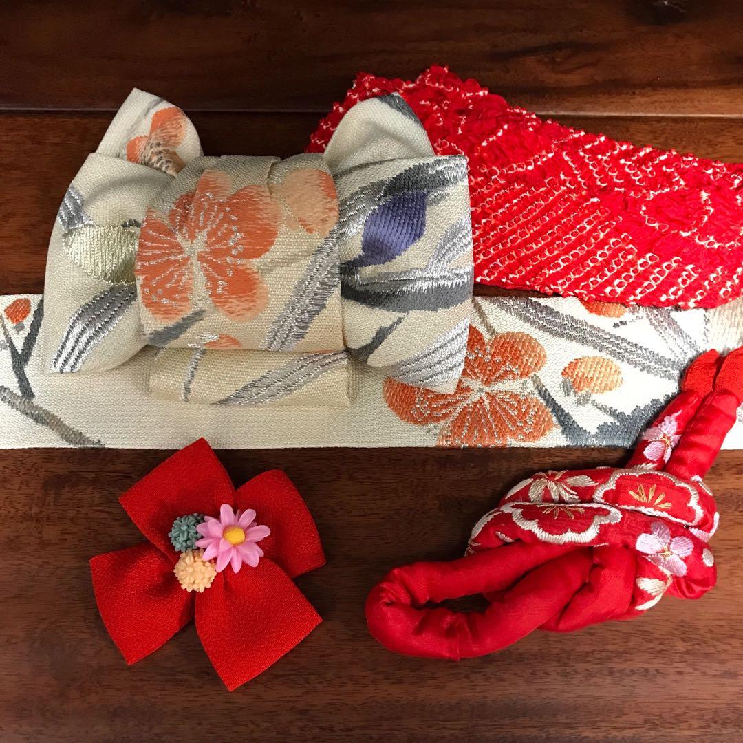 ＊ 市松人形 12号 着物 セット アンティーク 縮緬 刺繍 帯 ＊ 大正