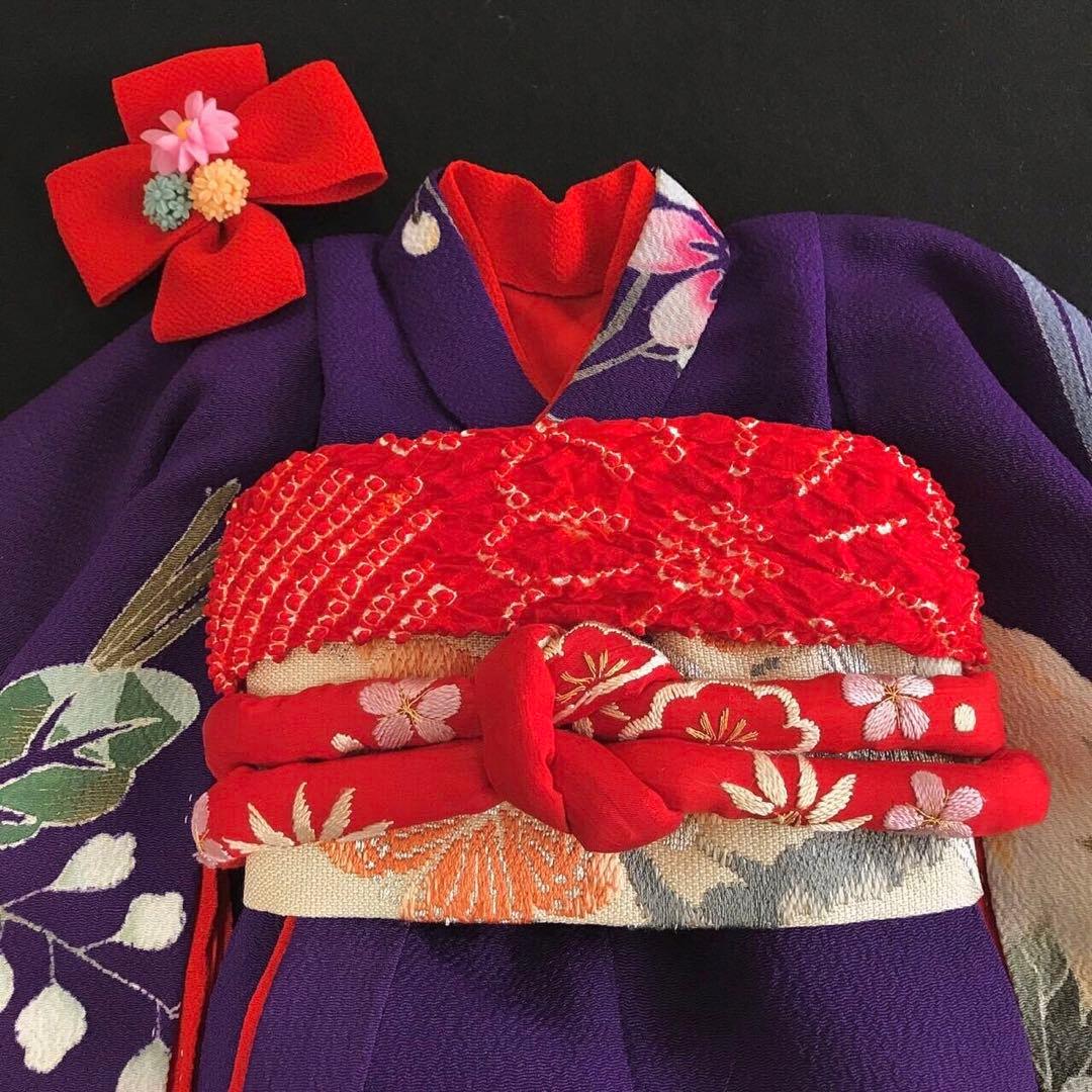 ＊ 市松人形 12号 着物 セット アンティーク 縮緬 刺繍 帯 ＊ 大正