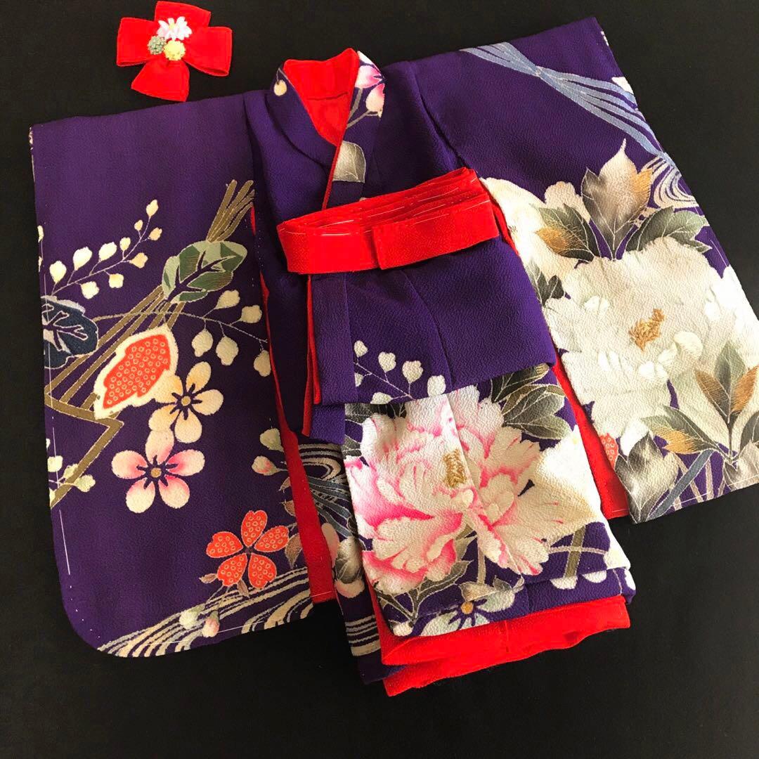 ＊ 市松人形 12号 着物 セット アンティーク 縮緬 刺繍 帯 ＊ 大正