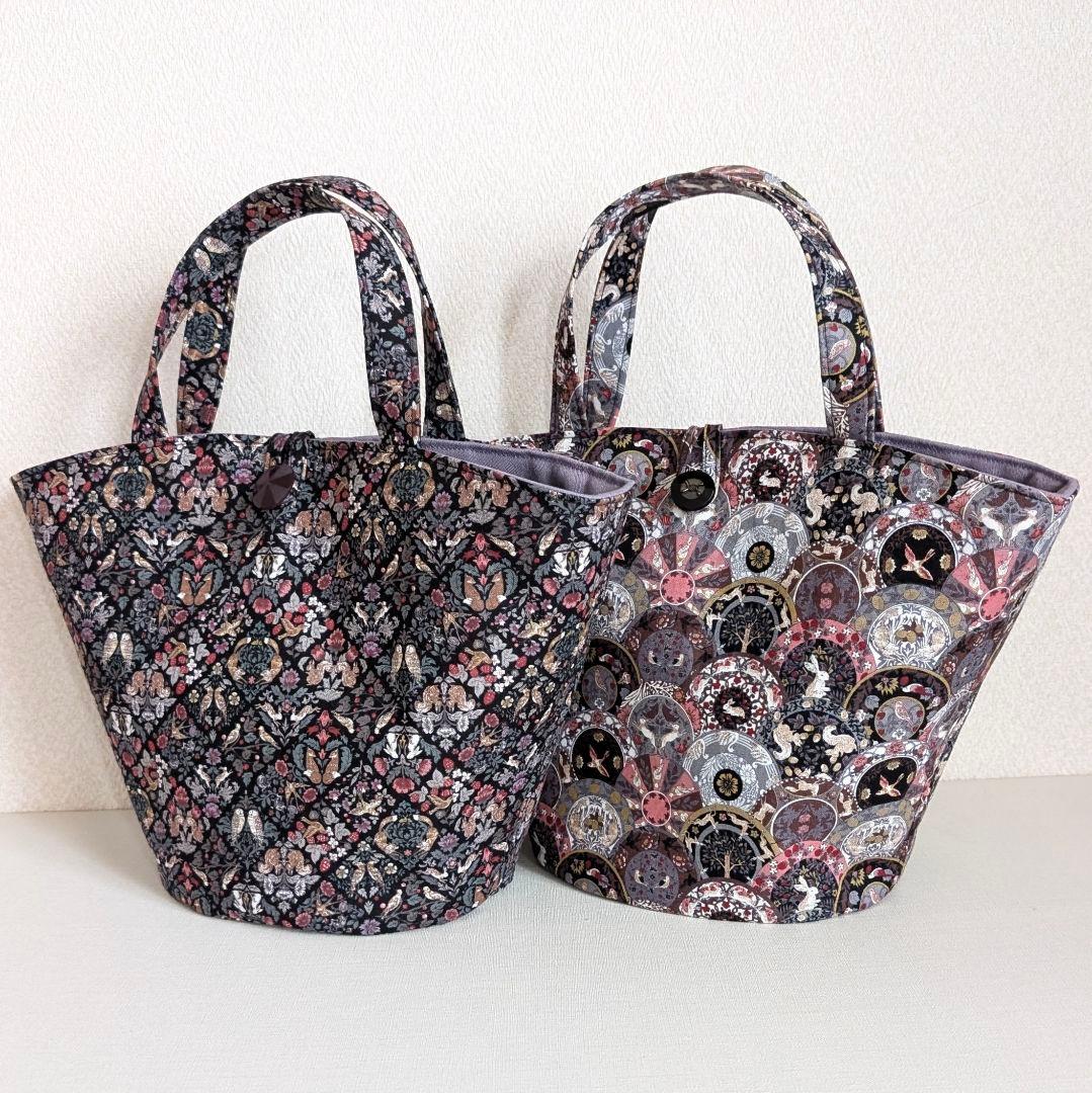 ハンドメイド　マルシェバッグ　ミニサイズ　バケツ型トートバッグ