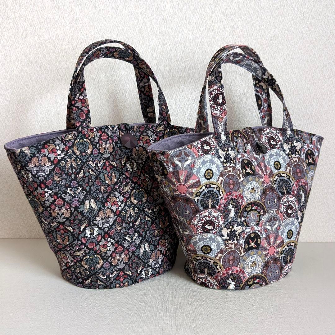 ハンドメイド　マルシェバッグ　ミニサイズ　バケツ型トートバッグ