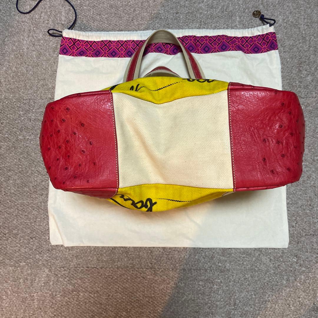 プラダ、美品 キャンパスオストリッチ ビッグトートバック