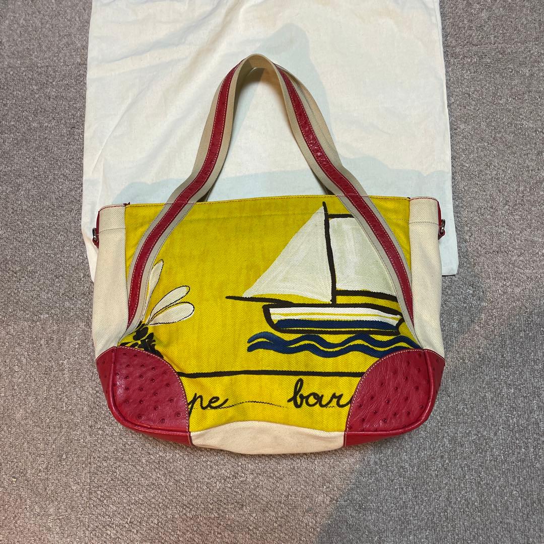 プラダ、美品 キャンパスオストリッチ ビッグトートバック