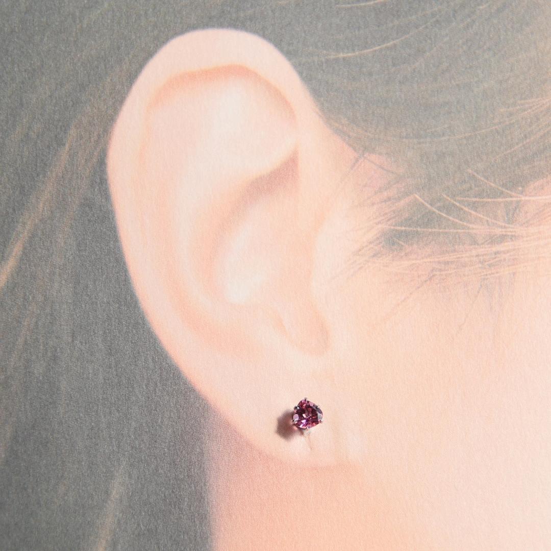 桜色　ピンクトルマリン　一粒ピアス　ネックレスセット