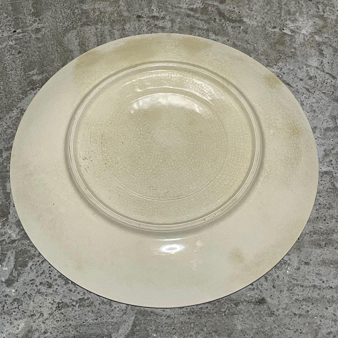 有田焼 豪華 瑠璃地 牡丹唐草文様 大皿 32cm 飾皿 尺皿 伝統工芸