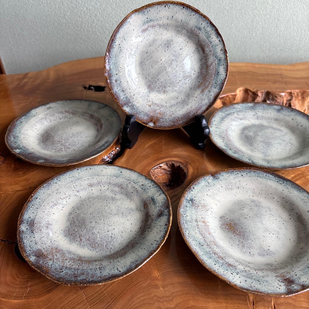 萩焼 濱中月村造 皿5枚セット 大屋窯 共箱